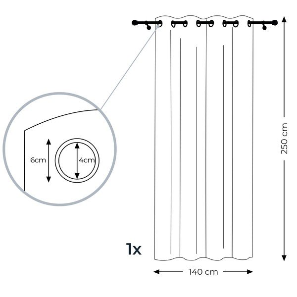 Balts/brūns aizkars AmeliaHome Irvelette Eyelets, 140 x 250 cm-image-3