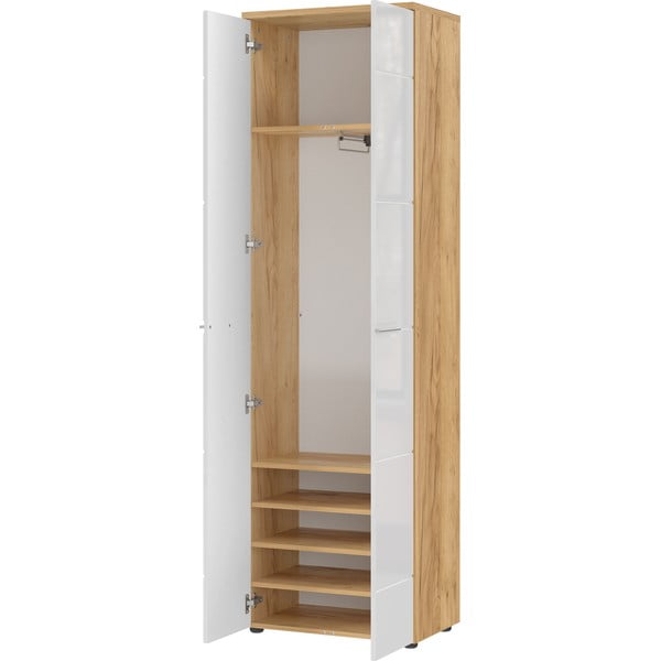 Balts dabīga toņa skapis ar ozolkoka imitāciju 60x198 cm Aledo – Germania-image-3