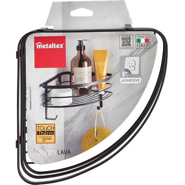 Melns sienas vannas istabas stūra plaukts Metaltex Origin-image-3