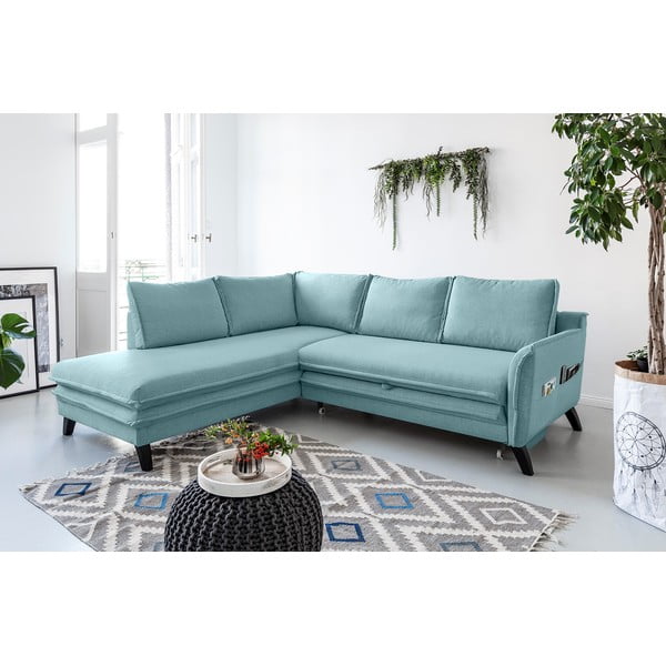 Gaiši zils izlaižams stūra dīvāns Miuform Charming Charlie L, kreisais stūris-image-4