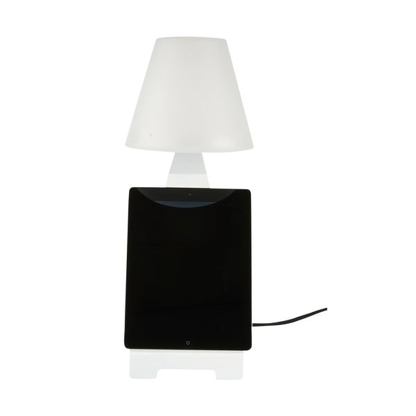 Galda lampa ar planšetdatora statīvu, balta