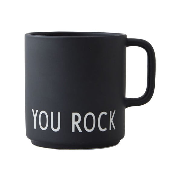 Melna porcelāna krūze 250 ml You Rock – Design Letters