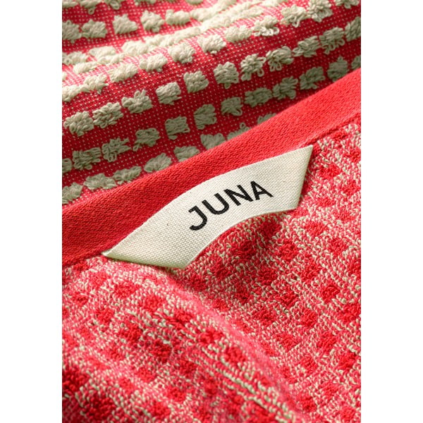 Sarkans frotē dvielis no organiskās kokvilnas  50x100 cm Check – JUNA-image-4