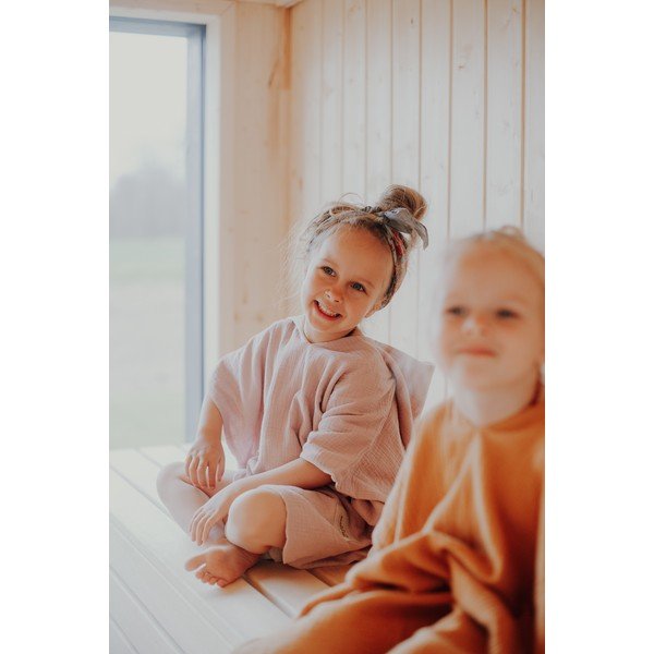 Rozā muslīna bērnu pončo M izmēra – Malomi Kids-image-3