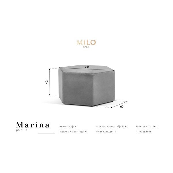 Tumši zaļš samta pufs Milo Casa Marina, ⌀ 80 cm-image-2