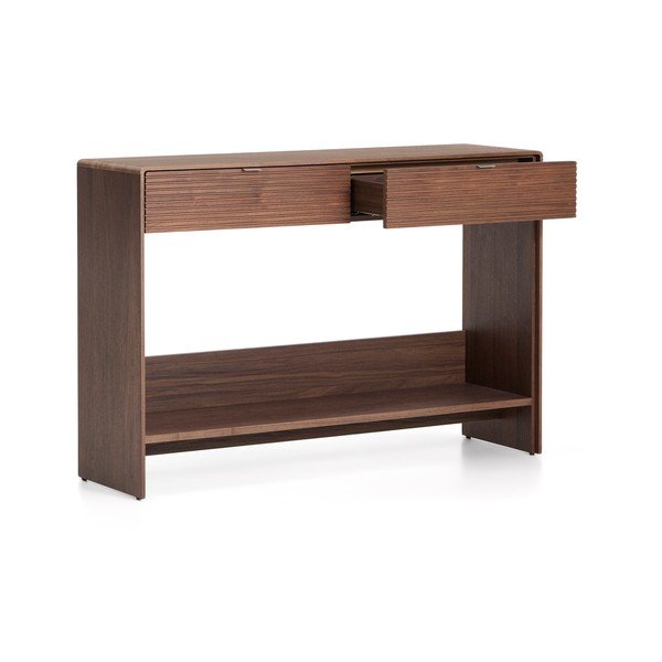 Tumša dabīga toņa kumode ar riekstkoka imitāciju 120x81x35 cm Norlen – Kave Home-image-4