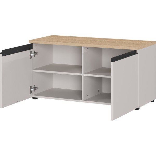 Pelēkbēšs/gaiša dabīga toņa apavu plaukts ar soliņu 96x49x41 cm Cormano – Germania-image-3