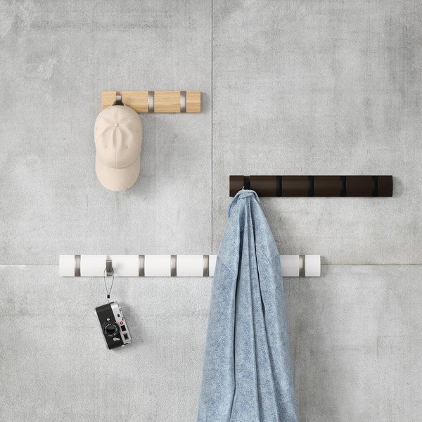 Matēti balts priedes masīvkoka sienas pakaramais 81 cm Flip – Umbra-image-2