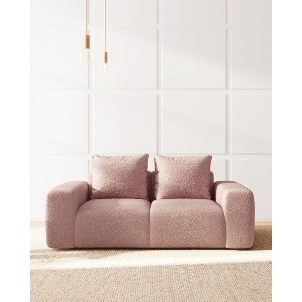 Gaiši rozā dīvāns no buklē auduma 212 cm Feiro – MESONICA-image-1