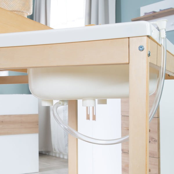 Balts/dabīga toņa pārtinamais galds ar bērza koka imitāciju Baby Pool – Roba-image-3