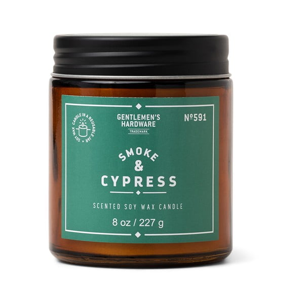 Aromātiskā sojas vaska svece degšanas laiks 48 h Smoke & Cypress – Gentlemen's Hardware