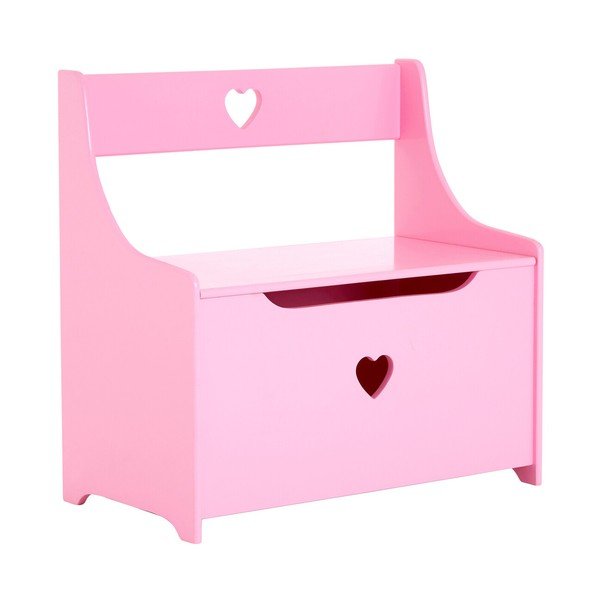 Rozā bērnu skapītis ar soliņu 60x62x34 cm Pink Heart – Premier Housewares
