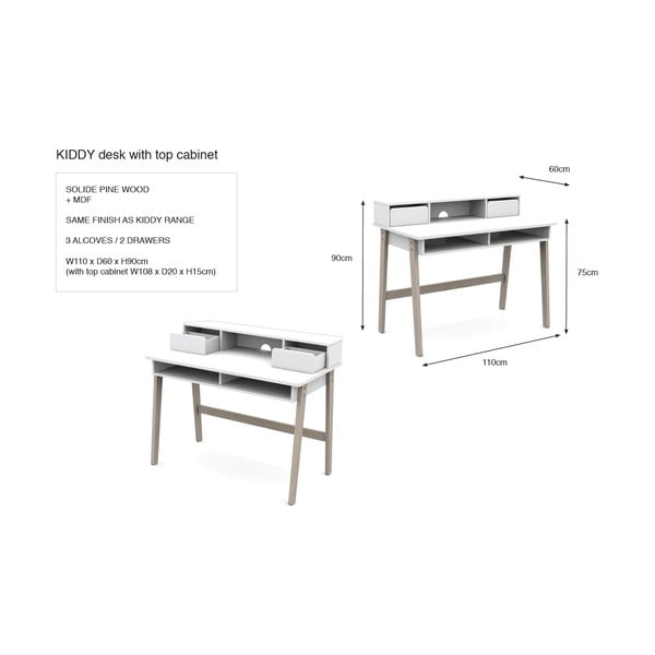 Balts bērnu rakstāmgalds Vipack Kiddy-image-2