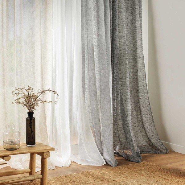 Ziloņkaula krāsas dienas aizkars no voiles 140x240 cm Carlin – douceur d'intérieur-image-1