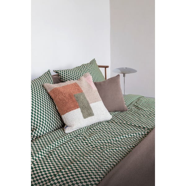 Zaļa/bēša vienguļamā gultas veļa no kokvilnas satīna 140x200 cm Mini – Mette Ditmer Denmark-image-2