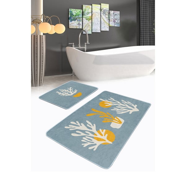 Zili vannas istabas paklājiņi (2 gab.) 60x100 cm – Mila Home-image-3