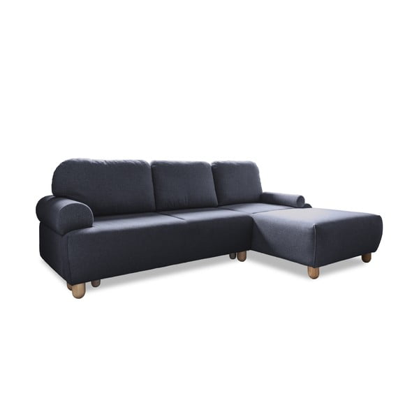Tumši pelēks izvelkamais stūra dīvāns (labais stūris) Bouncy Olli – Miuform