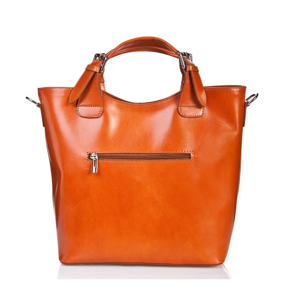 Konjaka brūna ādas rokassomiņa Massimo Castelli Valeria-image-1