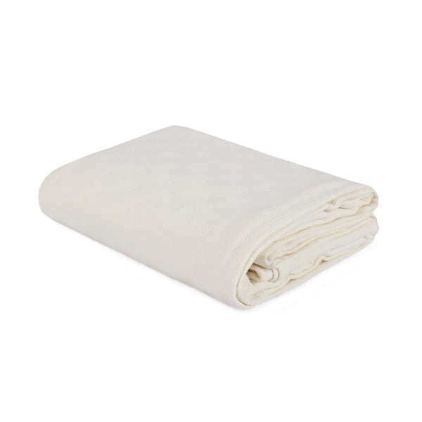 Kokvilnas viegls gultas pārklājs Pique Cream, 200 x 240 cm-image-1