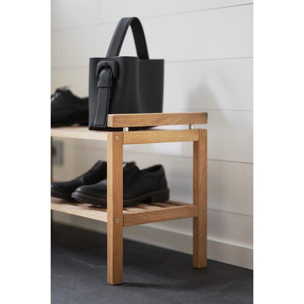 Dabīga toņa ozola masīvkoka apavu plaukts Confetti – Rowico-image-3