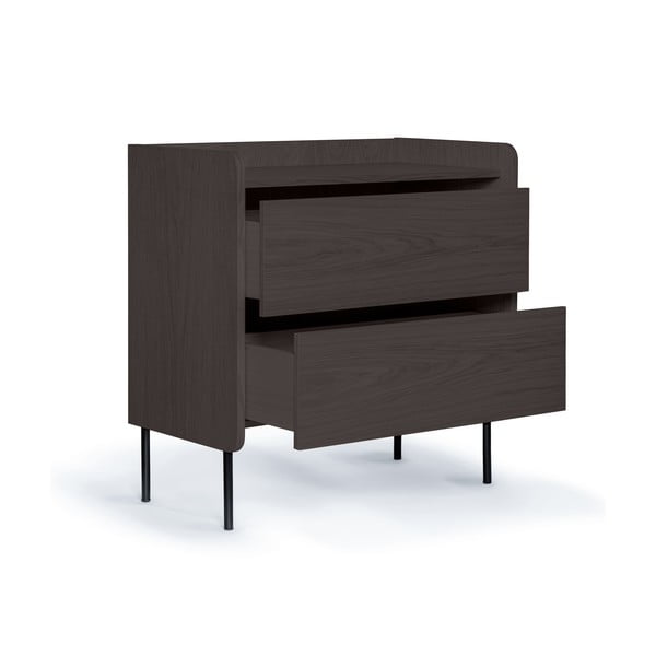 Melna augsta kumode ar ozolkoka imitāciju 80x82 cm Wrap – Bonami Selection-image-3