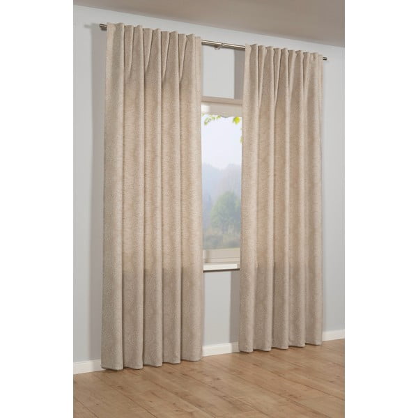 Bēšs žakarda gaismu necaurlaidīgs/siltumizolējošs aizkars 140x245 cm Ornament – Sehlbach-image-1