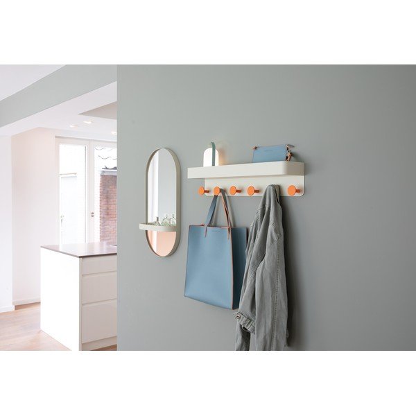 Oranžs sienas spogulis ar plauktu Remember Taupe-image-3