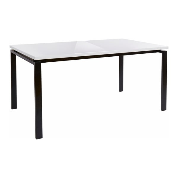 Melns pusdienu galds ar glancētu baltu virsmu Støraa Sandra, 90 x 160 cm