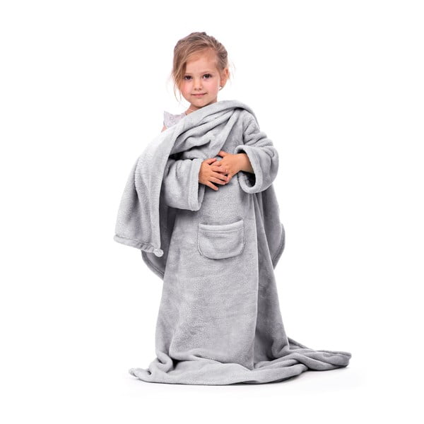 Pelēka bērnu TV sega ar piedurknēm DecoKing Lazykids-image-2