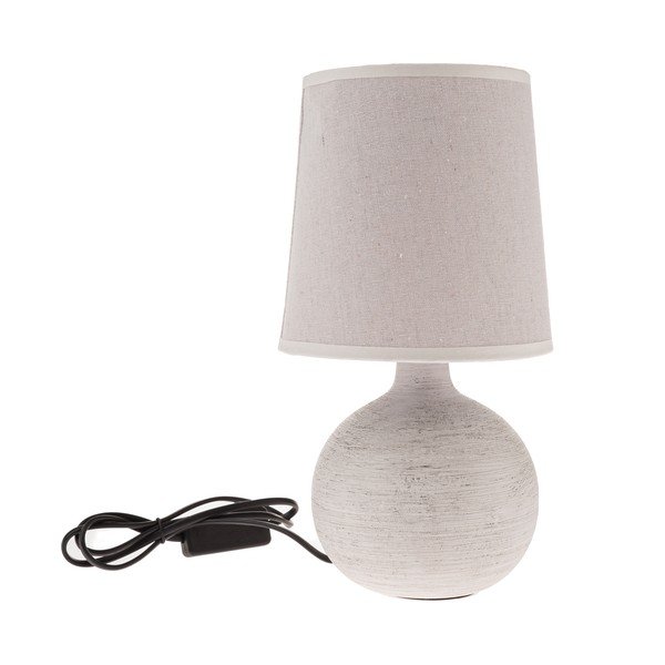 Gaiši pelēka keramikas galda lampa ar auduma abažūru (augstums 29 cm) Bianca – Dakls-image-1