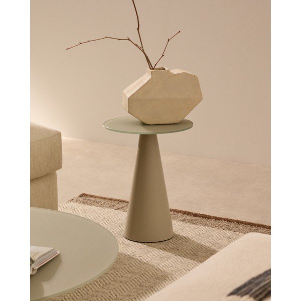 Apaļš sānu galdiņš ar stikla galda virsmu ø 35 cm Wilshire – Kave Home-image-1