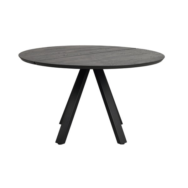 Melns apaļš ēdamgalds ar ozola masīvkoka galda virsmu ø 130 cm Carradale – Rowico-image-2