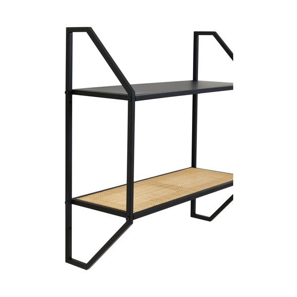 Melns/dabīga toņa daudzlīmeņu metāla sienas plaukts 61 cm Depok – Premier Housewares-image-3