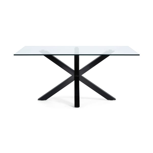 Ēdamgalds ar stikla virsmu un melnu pamatni Kave Home, 160 x 90 cm-image-3