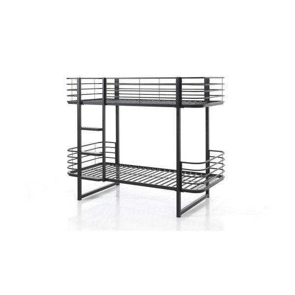 Melna metāla divstāvu bērnu gulta ar redelēm 90x200 cm Oscar – Vipack