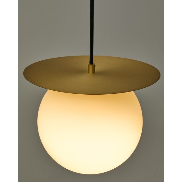 Balta/zelta krāsas metāla piekaramā lampa ar stikla abažūru ø 25 cm Brisia – Kave Home-image-2