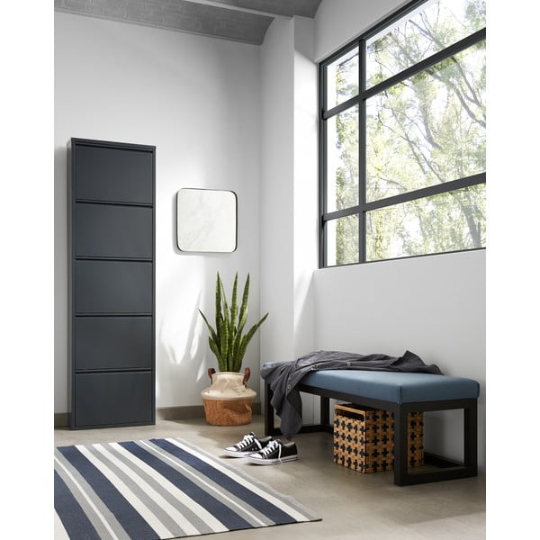 Antracīta pelēks metāla atverams apavu plaukts 50x169x15 cm Ode – Kave Home-image-3