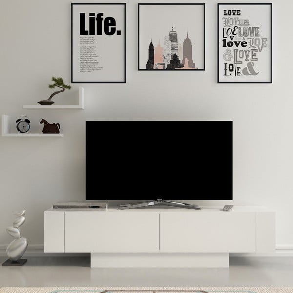 Balts TV plauktu komplekts 150x42 cm Matera – Zena Home-image-1