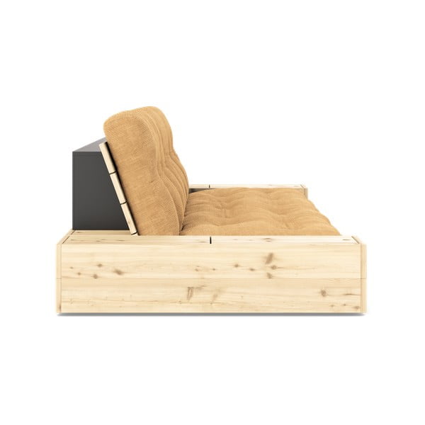 Sinepju dzeltens/gaiši brūns velveta izvelkamais dīvāns 244 cm Base – Karup Design-image-3