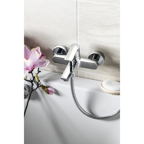 Matēti melns sienas jaucējkrāns vannai (ar 2 izvadiem) Pax – Sapho-image-1