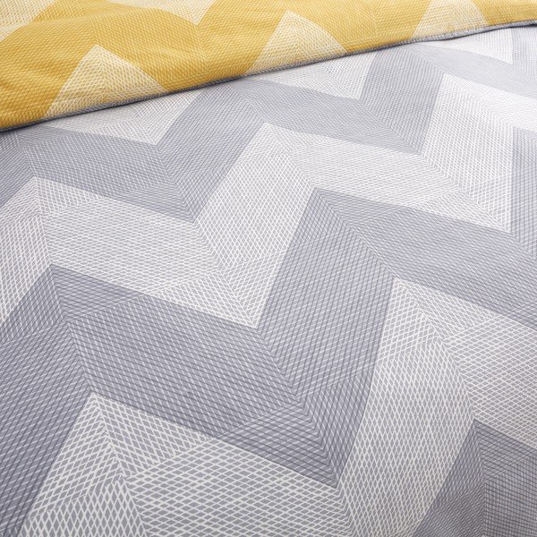 Dzelteni pelēka gultas veļa 200x135 cm Chevron Geo – Catherine Lansfield-image-3