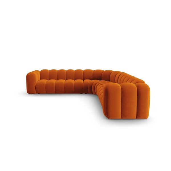 Ķieģeļu sarkans samta modulārais stūra dīvāns Lupine – Micadoni -image-2