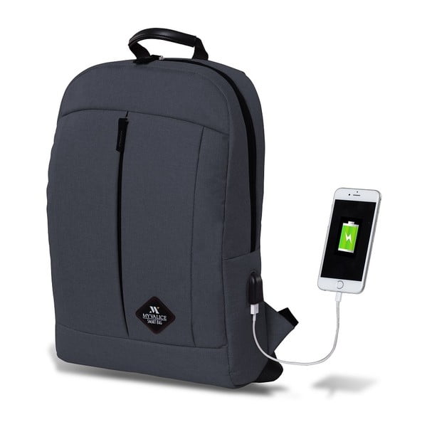 Antracīta pelēka mugursoma ar USB portu My Valice GALAXY Smart Bag