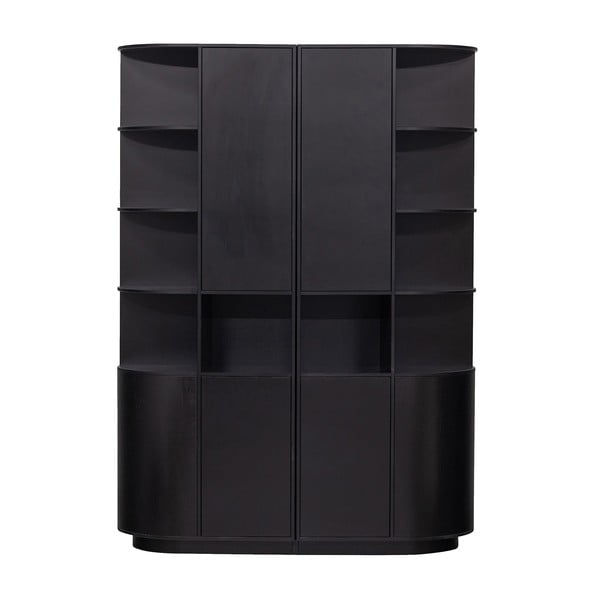 Melns priedes masīvkoka modulārais grāmatu plaukts 156x210 cm Finca – WOOOD