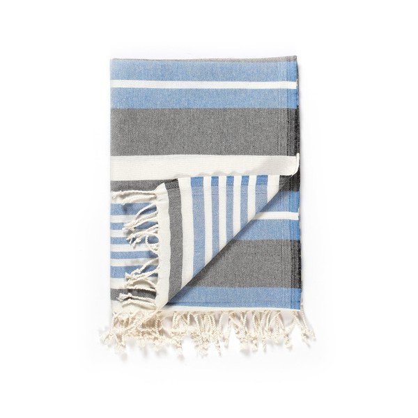 Zili pelēks kokvilnas maisījuma vannas dvielis Kate Louise Cotton Collection Line Blue Grey, 100 x 180 cm-image-2