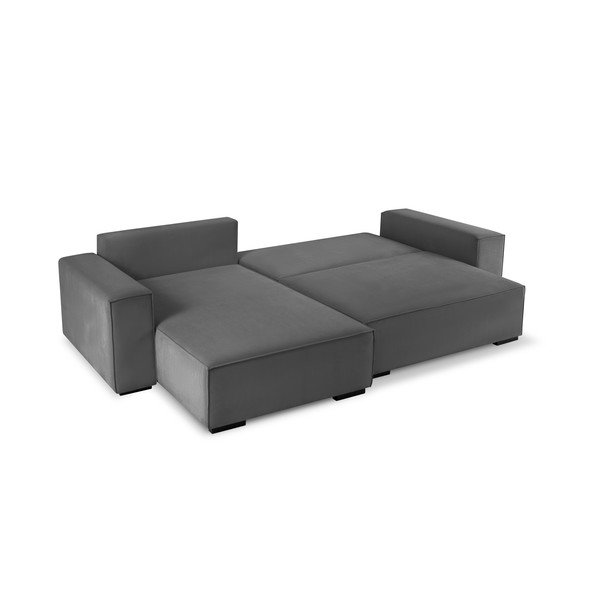 Tumši pelēks velveta izvelkamais stūra dīvāns ar veļas kasti Mazzini Sofas Azalea-image-4