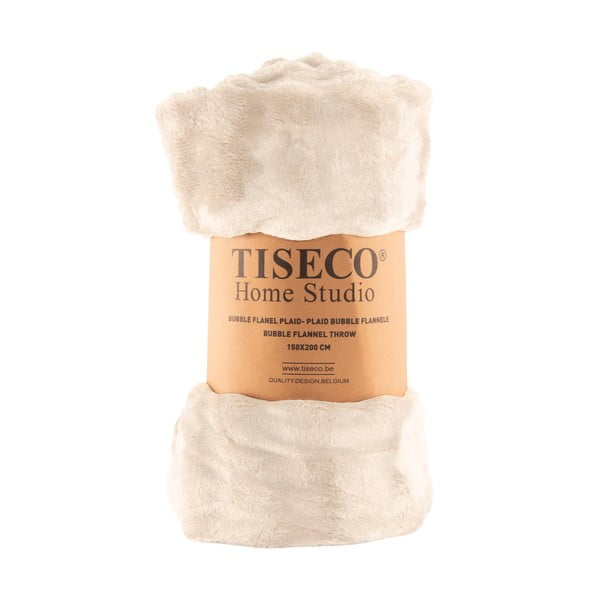 Ziloņkaula krāsas mikroplīša pleds 150x200 cm Wave – Tiseco Home Studio-image-4