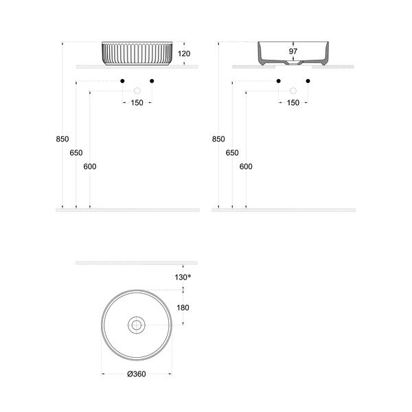 Balta keramikas apaļa izlietne ø 36 cm Ion – Sapho-image-3