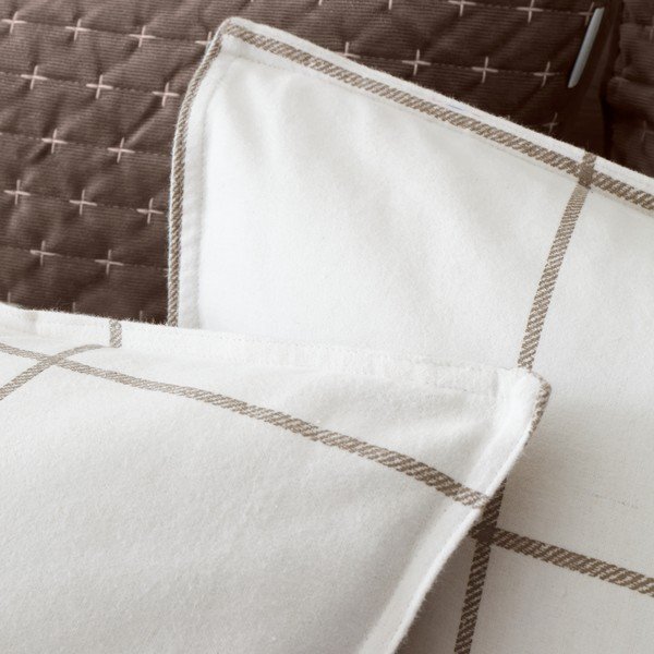 Krēmkrāsas/pelēkbrūna vienguļamā flaneļa gultas veļa 135x200 cm Brushed Regal Check – Bianca-image-3
