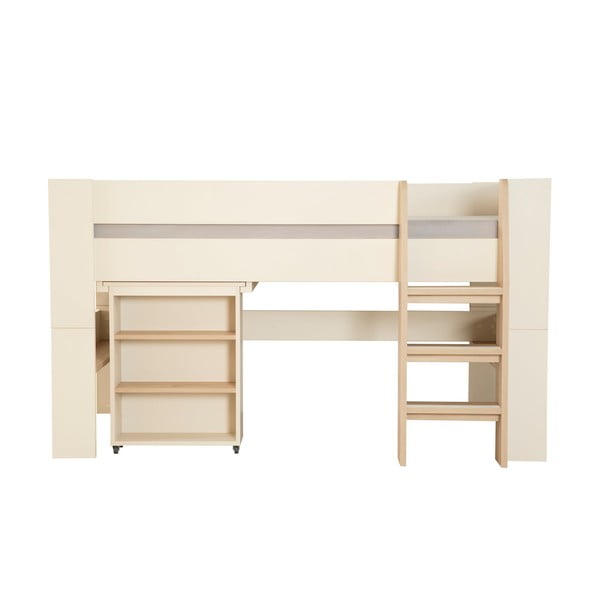 Bēša paaugstināta bērnu gulta ar veļas kasti bez režģa 90x200 cm Studio – Roba-image-3